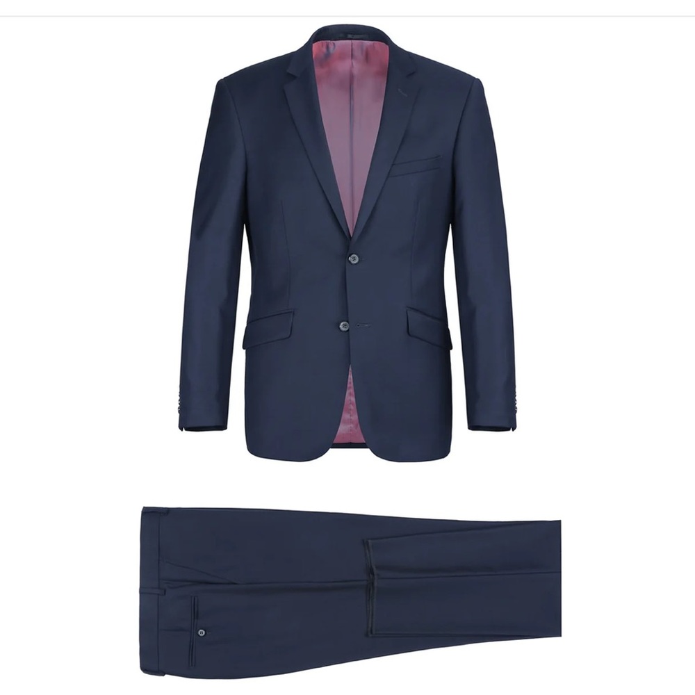 Men's 2-Piece Notch Lapel 100% Wool Suit Size Slim L 46